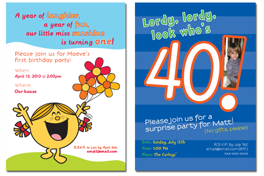 Birthday party invitation designs